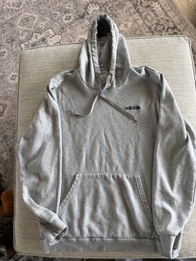 adidas Light Gray Pullover Hoodie with Front Pocket